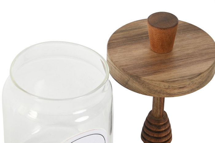 DKD Home Decor Bote de Cristal y Acacia 500ml para Miel