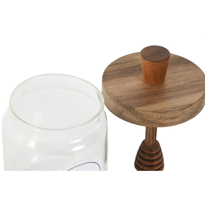 DKD Home Decor Bote de Cristal y Acacia 500ml para Miel