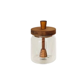 DKD Home Decor Bote de Cristal y Acacia 500ml para Miel