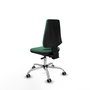 Silla de oficina Elche con mecanismo Asincro tapizada con Tela color Verde esmeralda. Equipada con Base cromada, Sin brazos y Ruedas 65 mm parqué