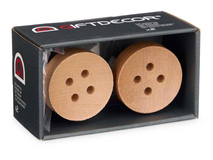 Giftdecor Set 2 Perchas Madera Color Natural Marrón 6.5x6x6.5 cm (Set de 6)