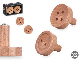 Giftdecor Set 2 Perchas Madera Color Natural Marrón 6.5x6x6.5 cm (Set de 6)