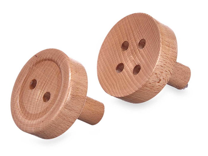 Giftdecor Set 2 Perchas Madera Color Natural Marrón 6.5x6x6.5 cm (Set de 6)