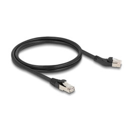 DeLOCK Cable de red RJ45 Cat.6A S/FTP 1 m negro con conector 45° izquierda a recto