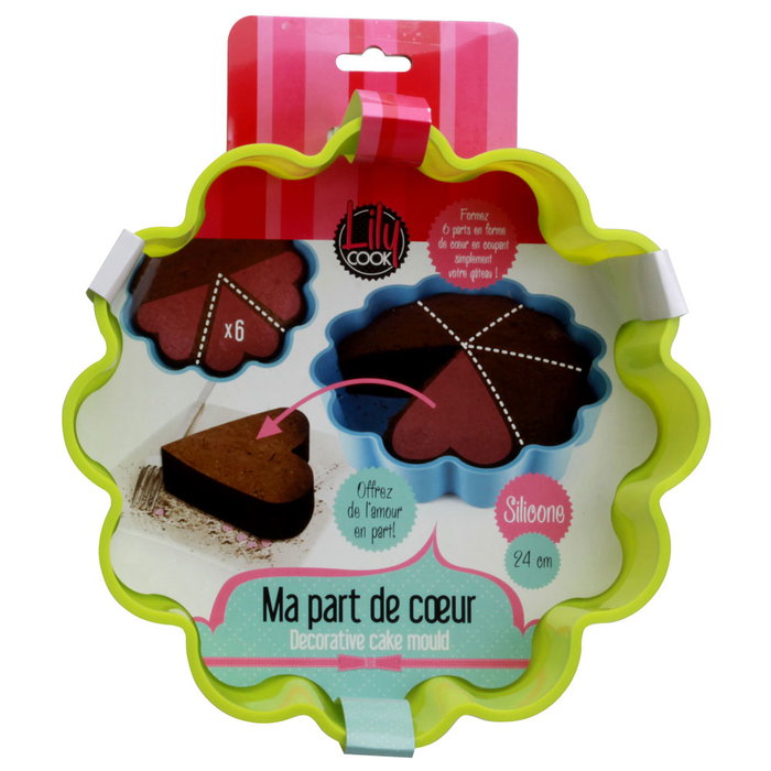 Lily Cook Molde Corazón 24 cm para Repostería - Ideal para Partir en 6 Trozos, Silicona Resistente Lily Cook Molde Corazón 24 cm para Repostería - Ideal para Partir en 6 Trozos, Silicona Resistente