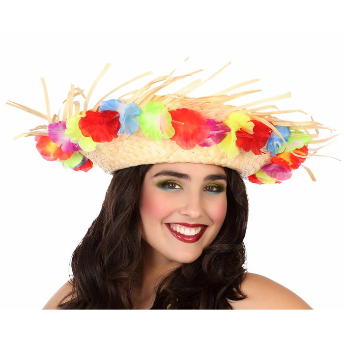 Atosa Sombrero Hawaiano con Flores Multicolor para Mujer Adulto