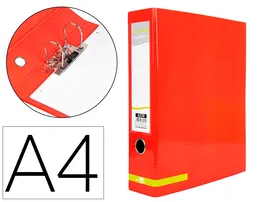 Liderpapel System Archivador de Palanca A4 Forrado Lomo 80mm Rojo con Compresor Metálico