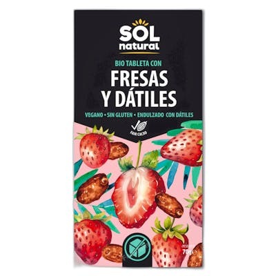 SOLNATURAL Tableta de Chocolate con Fresas y Dátiles SOLNATURAL Tableta de Chocolate con Fresas y Dátiles