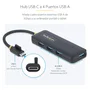 StarTech.com Hub USB-C 4 Puertos USB 3.0 (5 Gbps) Compacto y Portátil, Alimentado por Bus, Plug & Play, Color Negro, Modelo H5C4A-USB-HUB