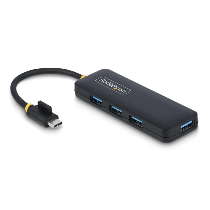 StarTech.com Hub USB-C 4 Puertos USB 3.0 (5 Gbps) Compacto y Portátil, Alimentado por Bus, Plug & Play, Color Negro, Modelo H5C4A-USB-HUB