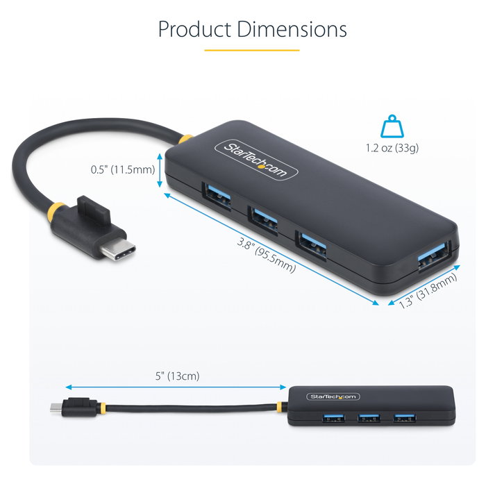 StarTech.com Hub USB-C de 4 Puertos USB-A 5Gbps Negro