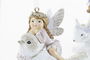 DKD Home Decor Decoracion Colgante Navidad Fantasia Blanco Dorado Resina 5 x 9 x 9 cm (6 Unidades)