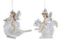 DKD Home Decor Decoracion Colgante Navidad Fantasia Blanco Dorado Resina 5 x 9 x 9 cm (6 Unidades)