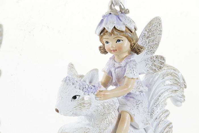 DKD Home Decor Decoracion Colgante Navidad Fantasia Blanco Dorado Resina 5 x 9 x 9 cm (6 Unidades)