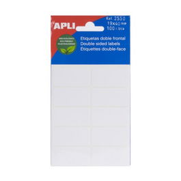 Etiquetas Adh.Manuales Bolsa Apli Doble Frontal Blancas 5H 19X40 Mm 100 Uds.(02550) (Set de 10)