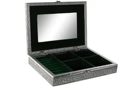 DKD Home Decor Joyero Indio Pavo real verde Plateado 20 x 5.4 x 27.5 cm