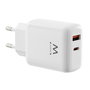 Ewent Cargador EW1329 45W USB Tipo C y USB Tipo A para Portátil Móvil Tablet Carga Rápida Adaptador de Corriente