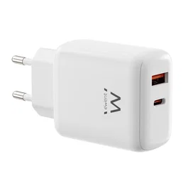 Ewent EW1329 Cargador Rápido GaN 45W USB-C y USB-A Blanco