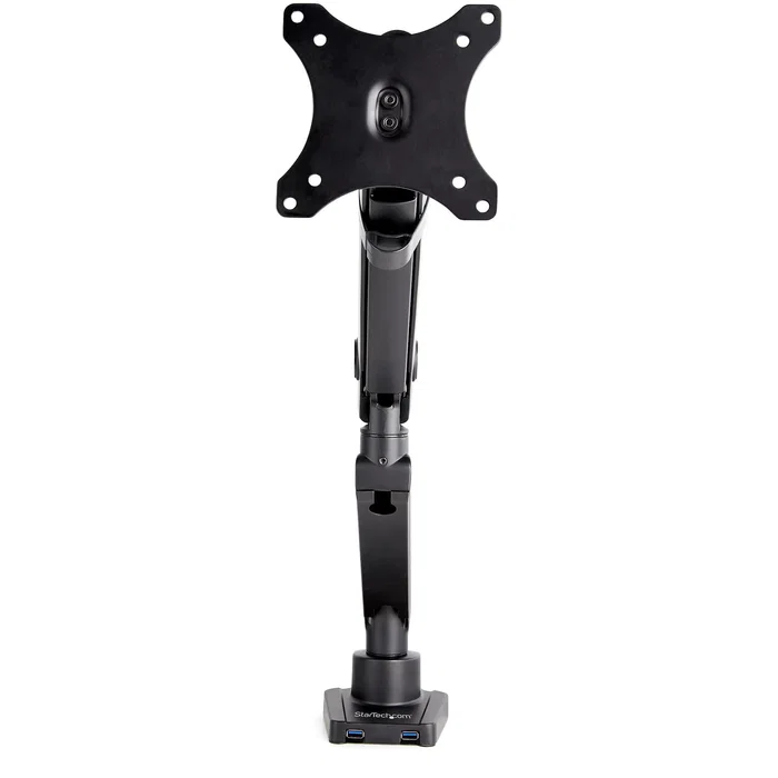 StarTech.com Soporte para Monitor Brazo Ajustable ARMSLIM2USB3 - VESA 75/100, hasta 34", 8 kg, Movimiento Completo, 2 Puertos USB 3.0, Negro, Montaje en Escritorio