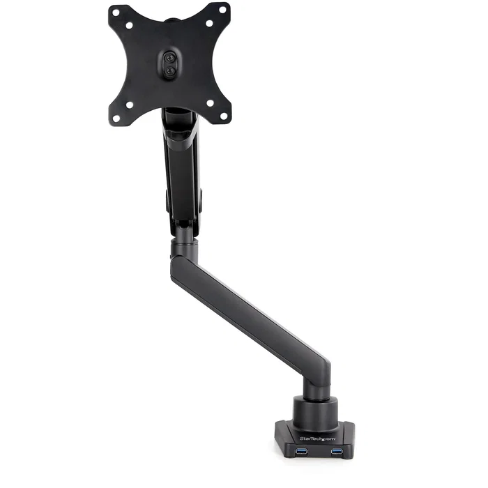 StarTech.com Soporte para Monitor Brazo Ajustable ARMSLIM2USB3 - VESA 75/100, hasta 34", 8 kg, Movimiento Completo, 2 Puertos USB 3.0, Negro, Montaje en Escritorio