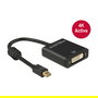 DeLOCK 62603 Cable Adaptador Mini DisplayPort 1.2 Macho a DVI 24+5 Hembra, 0.2m, Negro, 4K 3840x2160, Contactos Bañados en Oro