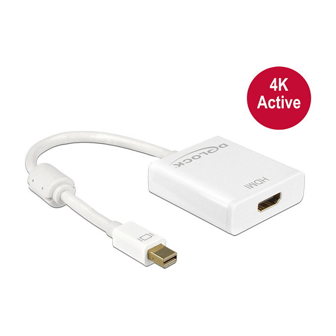 DeLOCK Adaptador Mini DisplayPort 1.2 a HDMI 4K HDR 3840x2160 Blanco 20 cm con Contactos Dorados