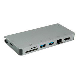 ROLINE Dockingstation USB Type-C 12.02.1022 con HDMI 4K, VGA y LAN Gris
