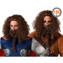 Peluca y Barba Marrón Trenzada para Disfraz de Vikingo, Guerrero Bárbaro o Fantasía Medieval