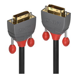 LINDY Cable DVI-D Dual Link Anthra Line 7.5m Negro 2560x1600 1080p 3x Blindado 28AWG Conectores Chapados en Oro 36225