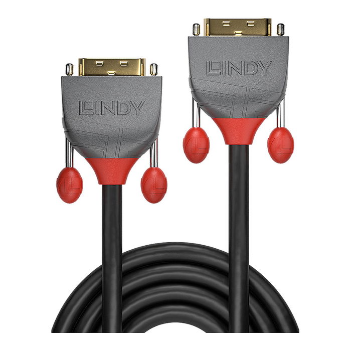 LINDY Cable DVI-D Dual Link Anthra Line 7.5m Negro 2560x1600 1080p 3x Blindado 28AWG Conectores Chapados en Oro 36225