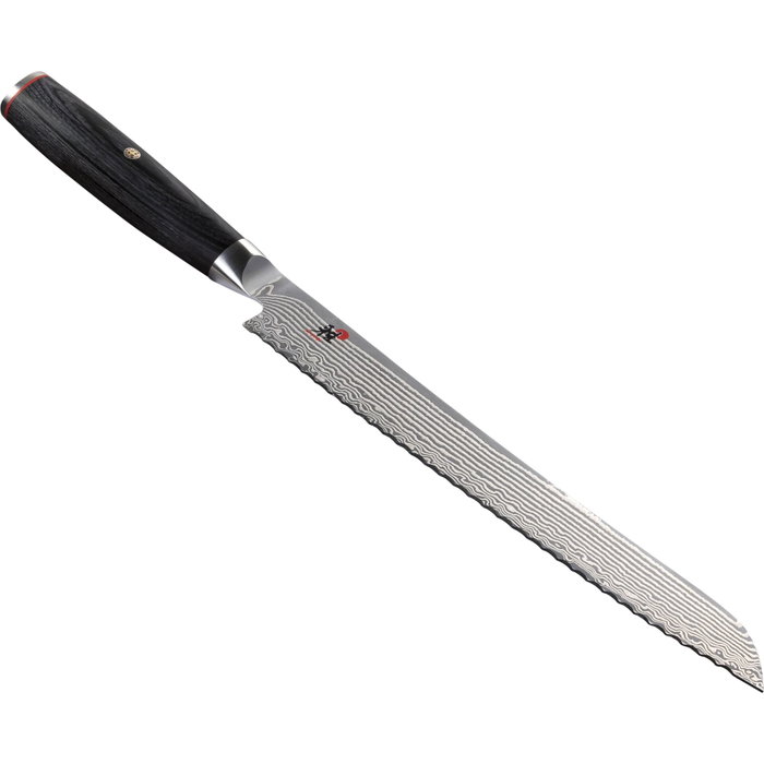 Miyabi 5000FCD Cuchillo de pan de 24 cm con mango de madera Pakka negra de color negro y plata Miyabi 5000FCD Cuchillo de pan de 24 cm con mango de madera Pakka negra de color negro y plata