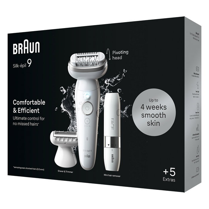 Braun Epilador Silk-épil 9 9-341 con MicroGrip, 40 Pinzas, Recargable, Inalámbrico, Uso en Seco y Húmedo, Luz Integrada, Color Blanco Braun Epilador Silk-épil 9 9-341 con MicroGrip, 40 Pinzas, Recargable, Inalámbrico, Uso en Seco y Húmedo, Luz Integrada, Color Blanco