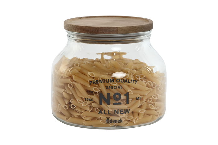 DKD Home Decor Bote Basicos Set 3 Piezas 16 x 21 x 16 cm Cristal y Acacia Natural Apto para Lavavajillas