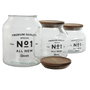 DKD Home Decor Set de 3 Botes de Cristal y Acacia (3L, 2L y 1.5L)