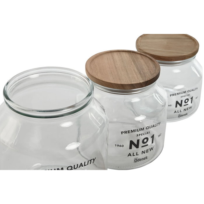 DKD Home Decor Set de 3 Botes de Cristal y Acacia (3L, 2L y 1.5L) DKD Home Decor Set de 3 Botes de Cristal y Acacia (3L, 2L y 1.5L)