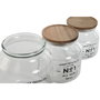 DKD Home Decor Set de 3 Botes de Cristal y Acacia (3L, 2L y 1.5L)