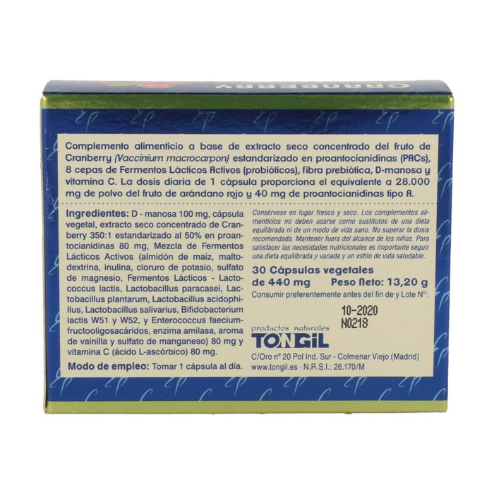Tongil Cranberry Complex 30 Cápsulas Vegetales Tongil Cranberry Complex 30 Cápsulas Vegetales