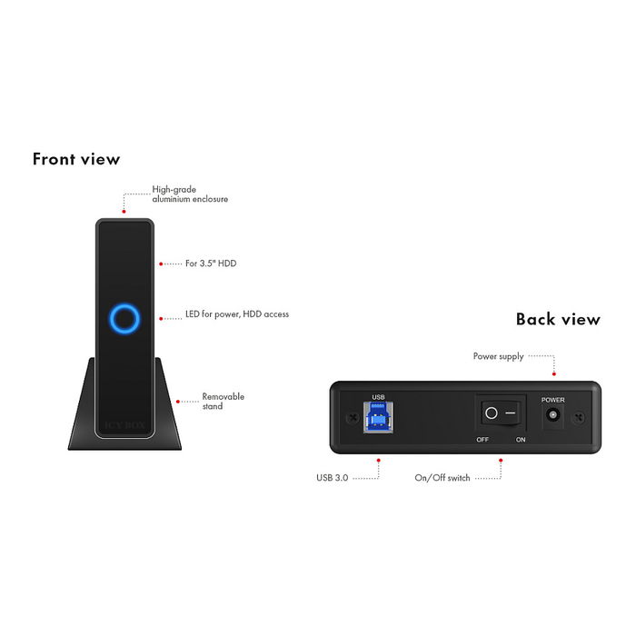 ICY BOX IB-377U3 Carcasa para Disco Duro 3.5" SATA USB 3.0 Negro