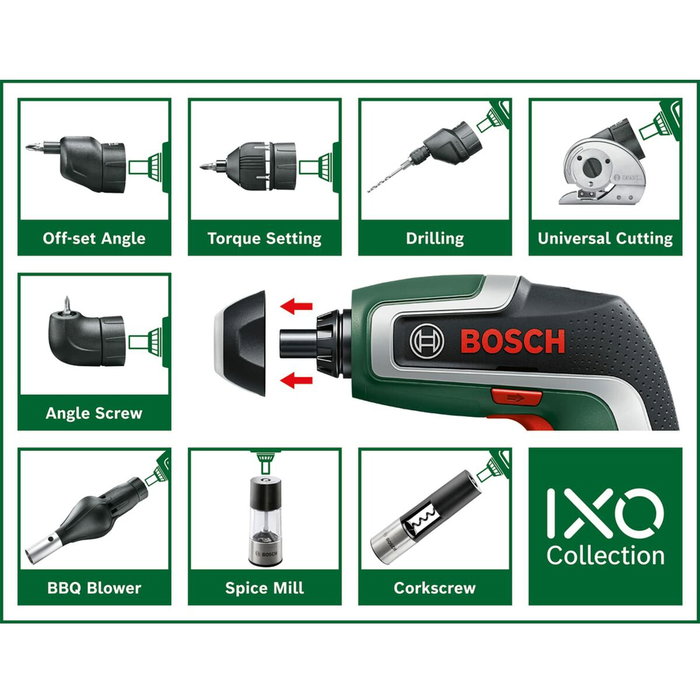 Bosch IXO 7 Atornillador inalámbrico con 10 puntas y caja de almacenamiento