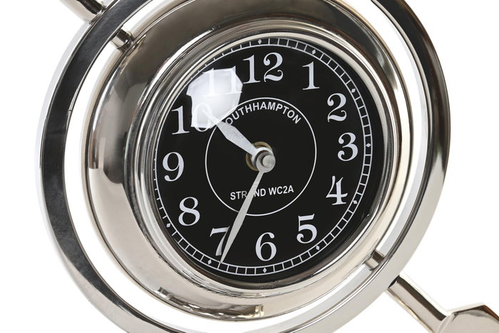 DKD Home Decor Reloj de Sobremesa de Aluminio Niquelado Plateado