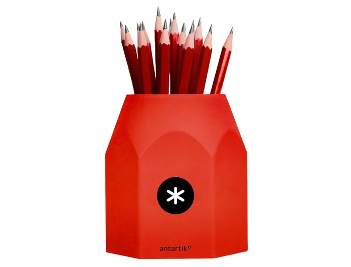 Antartik Cubilete Portalápices Hexagonal de Silicona Azul Mostaza Negro Rojo Opaco 95x85x75 mm