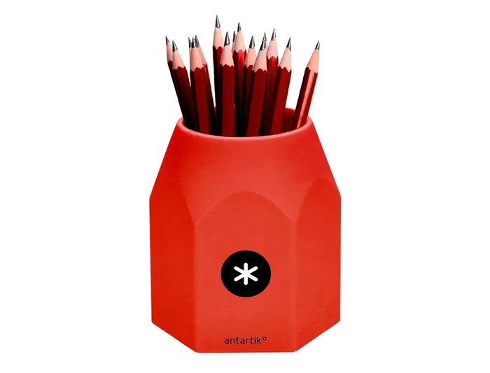 Antartik Cubilete Portalápices Hexagonal de Silicona Azul Mostaza Negro Rojo Opaco 95x85x75 mm