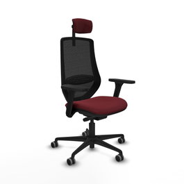 PIQUERAS Y CRESPO Silla de oficina Mardos con mecanismo Sincro/Traslack, Granate y Negro