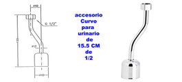 GENEBRE Repuesto de bajante de urinario curvo de 15,5 cm x 1/2