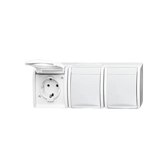 Busch-Jaeger BJ 2300/3EW-54 3fach Steckdose m.Klappdeckel waagerecht ocean IP44 alpinweiß Busch-Jaeger BJ 2300/3EW-54 3fach Steckdose m.Klappdeckel waagerecht ocean IP44 alpinweiß