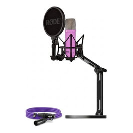 Rode Microphones NT1 Signature Bundle con XLR Cable y Desktop Studio Arm - Lila