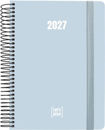 Grafoplas Agenda Anual 2027 Colors con Tapa de Extradura y Goma, A5, Azul Claro