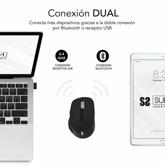 Subblim Comfort Ergo Dual Ratón Ergonómico Inalámbrico Negro Subblim Comfort Ergo Dual Ratón Ergonómico Inalámbrico Negro
