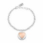 La Petite Story Pulsera de Acero Inoxidable Gris con Heart Charm LPS05APY04