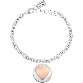 La Petite Story Pulsera de Acero Inoxidable Gris con Heart Charm LPS05APY04